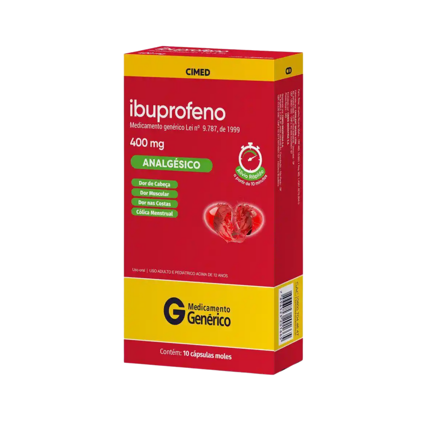 Ibuprofeno 400mg 10 cápsulas moles genérico Airela