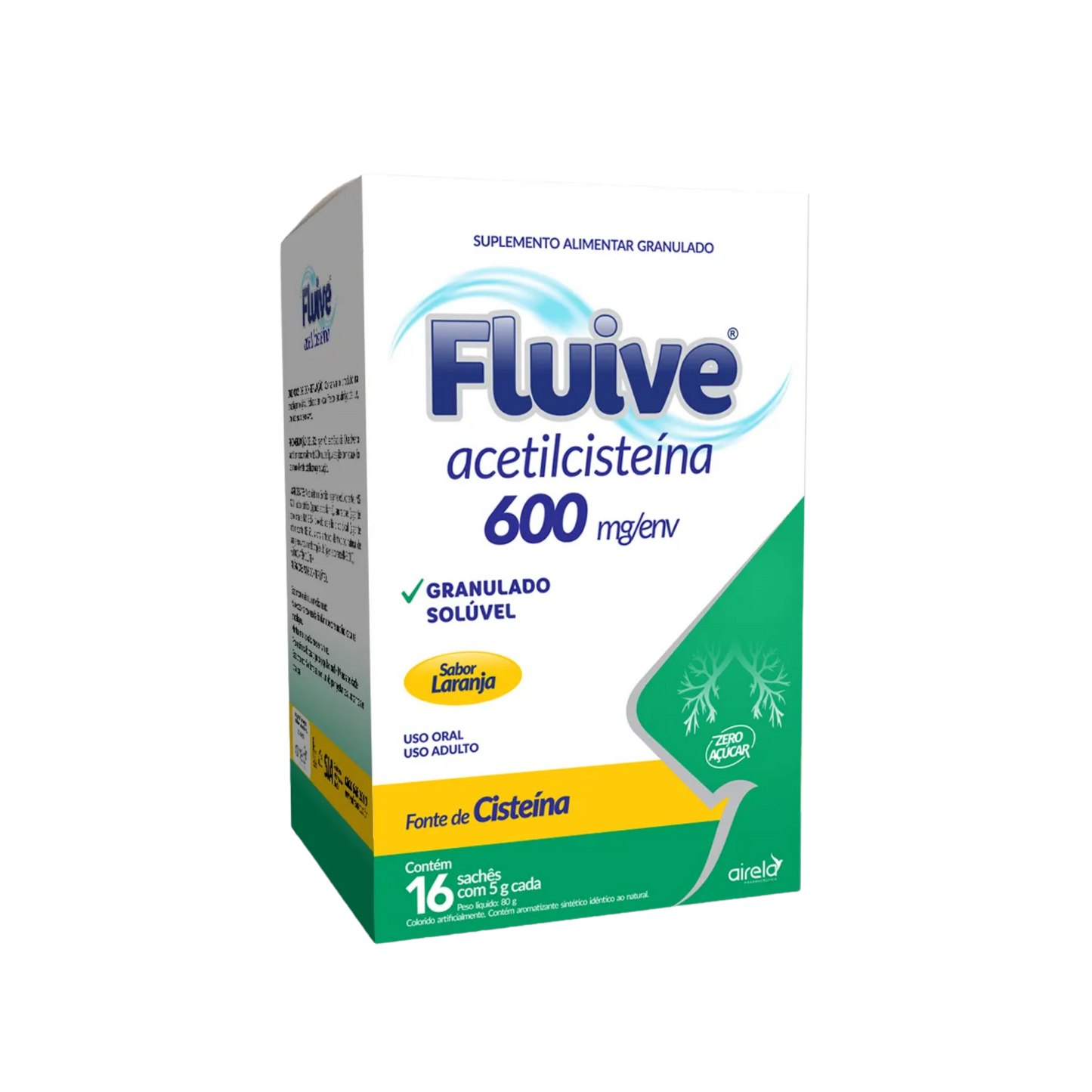 Fluive Acetilcisteína 600 mg/env Airela 16 sachês