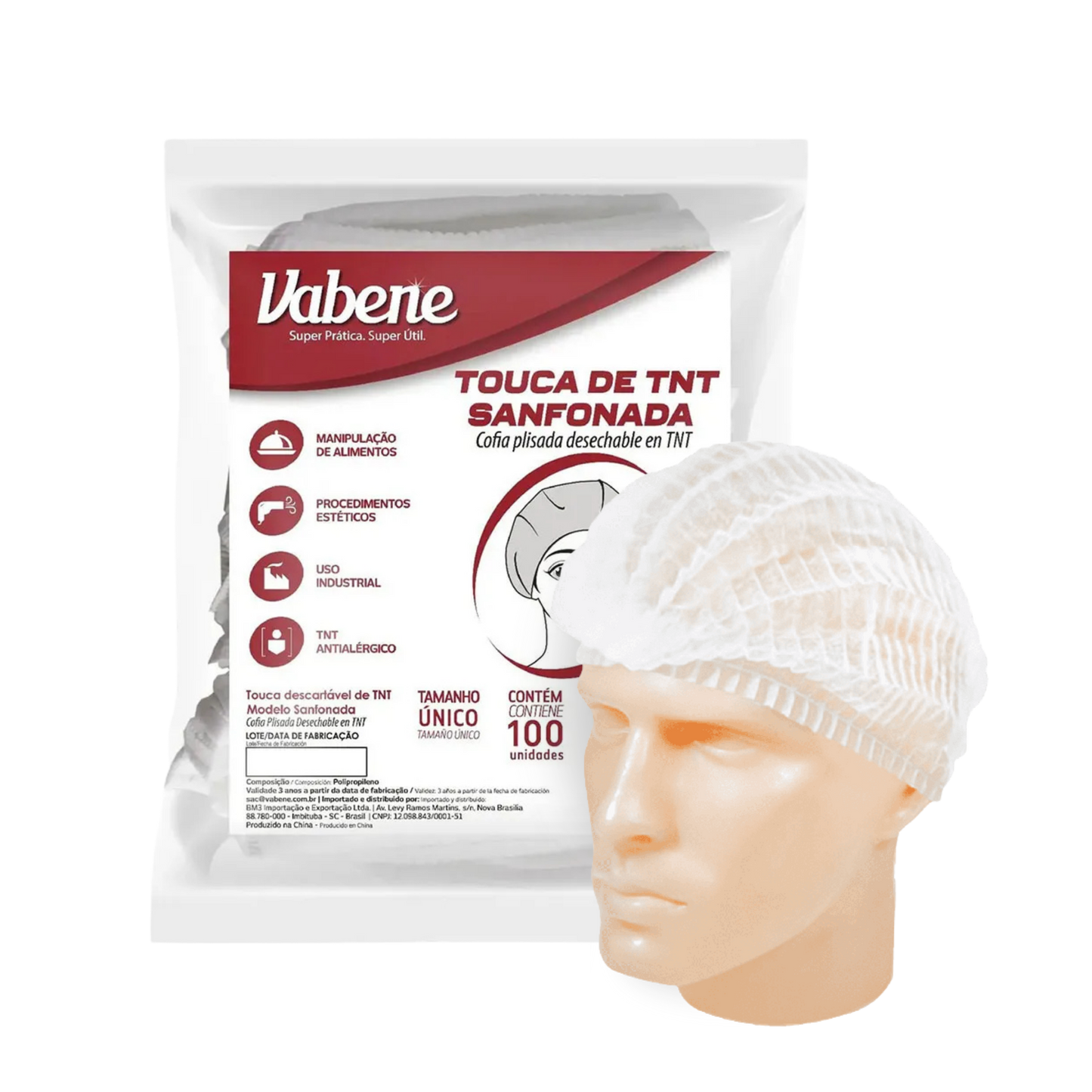 Touca descartável pct c/ 100